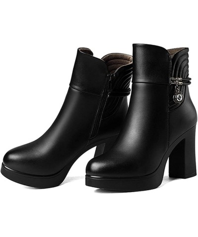 Women's Boots, Warm in Winter, Plush High Heels, Urban Casual and Comfortable, Can Wear Leather Ankle Boots Black $27.98 Boots