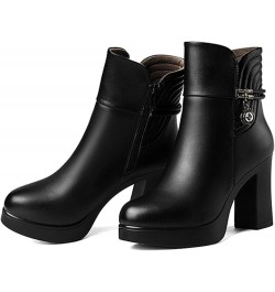 Women's Boots, Warm in Winter, Plush High Heels, Urban Casual and Comfortable, Can Wear Leather Ankle Boots Black $27.98 Boots