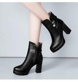 Women's Boots, Warm in Winter, Plush High Heels, Urban Casual and Comfortable, Can Wear Leather Ankle Boots Black $27.98 Boots