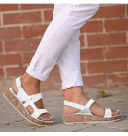 Platform White Wedges sandals For Women Platform sandals Under 20 sandals For Women Heeled sandals For Women Summer Sa E-whit...