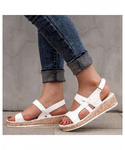 Platform White Wedges sandals For Women Platform sandals Under 20 sandals For Women Heeled sandals For Women Summer Sa E-whit...