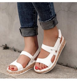 Platform White Wedges sandals For Women Platform sandals Under 20 sandals For Women Heeled sandals For Women Summer Sa E-whit...