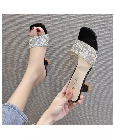 Women's Arch Support Sandals Size Ladies High Slippers Rhinestone Big Fashion Toe Summer Heel Women's sandals Black $17.12 Sl...