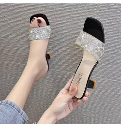 Women's Arch Support Sandals Size Ladies High Slippers Rhinestone Big Fashion Toe Summer Heel Women's sandals Black $17.12 Sl...