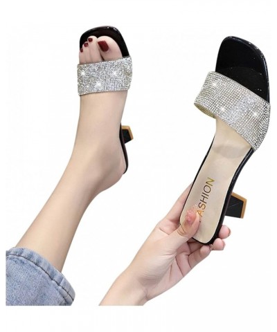 Women's Arch Support Sandals Size Ladies High Slippers Rhinestone Big Fashion Toe Summer Heel Women's sandals Black $17.12 Sl...