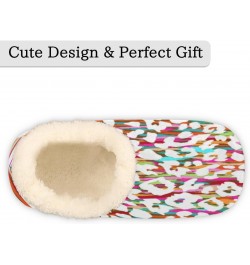 Rainbow Leopard Print Slippers for Women Men Cozy Non-slip House Shoes Winter Warm Indoor Slipper $16.51 Slippers