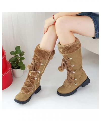 ENVEZ Winter Snow Boots for Women Warm Fleece Lined Suede Knee High Hoots Durable Non Slip Low Heel Round Toe Boots Ladies Co...