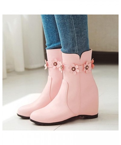 Ankle Boots for Women Mid Calf Boots Chunky Heel Womens Wellies Women'S Ankle Boot Pink $27.99 Boots