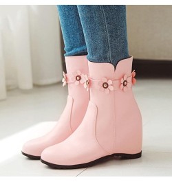 Ankle Boots for Women Mid Calf Boots Chunky Heel Womens Wellies Women'S Ankle Boot Pink $27.99 Boots