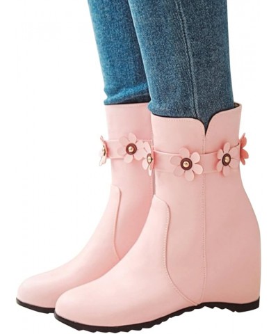 Ankle Boots for Women Mid Calf Boots Chunky Heel Womens Wellies Women'S Ankle Boot Pink $27.99 Boots