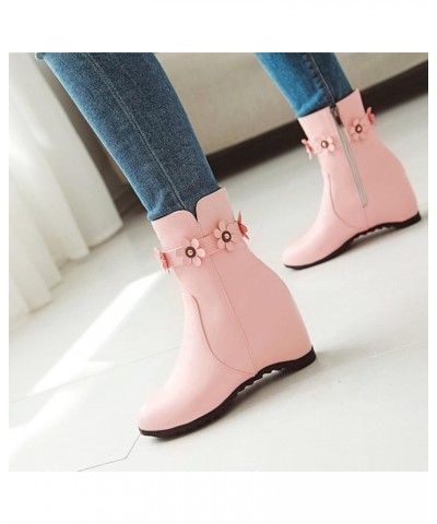 Ankle Boots for Women Mid Calf Boots Chunky Heel Womens Wellies Women'S Ankle Boot Pink $27.99 Boots