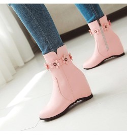 Ankle Boots for Women Mid Calf Boots Chunky Heel Womens Wellies Women'S Ankle Boot Pink $27.99 Boots