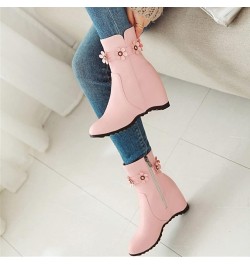 Ankle Boots for Women Mid Calf Boots Chunky Heel Womens Wellies Women'S Ankle Boot Pink $27.99 Boots