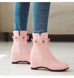 Ankle Boots for Women Mid Calf Boots Chunky Heel Womens Wellies Women'S Ankle Boot Pink $27.99 Boots