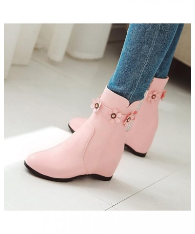 Ankle Boots for Women Mid Calf Boots Chunky Heel Womens Wellies Women'S Ankle Boot Pink $27.99 Boots