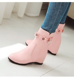 Ankle Boots for Women Mid Calf Boots Chunky Heel Womens Wellies Women'S Ankle Boot Pink $27.99 Boots