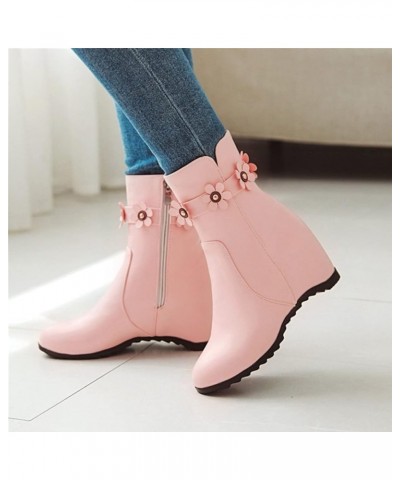 Ankle Boots for Women Mid Calf Boots Chunky Heel Womens Wellies Women'S Ankle Boot Pink $27.99 Boots