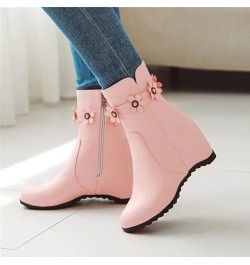 Ankle Boots for Women Mid Calf Boots Chunky Heel Womens Wellies Women'S Ankle Boot Pink $27.99 Boots