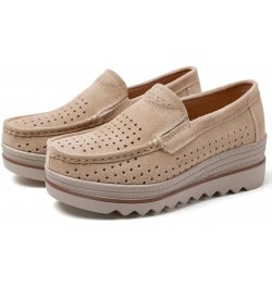 Womens Moccasins Wedge Loafers Waterproof Comfortable Outdoor Non-Skid Sneakers Shoes Beige $30.73 Loafers & Slip-Ons