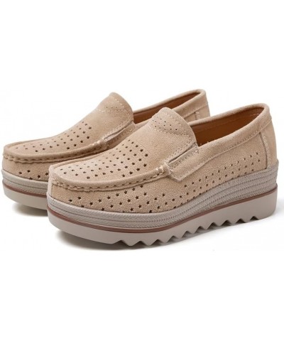 Womens Moccasins Wedge Loafers Waterproof Comfortable Outdoor Non-Skid Sneakers Shoes Beige $30.73 Loafers & Slip-Ons