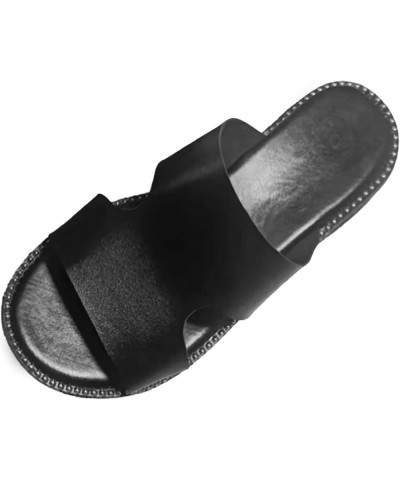 Breathable Open Toe Sandals for Women Dressy 2023 New Summer Korean Fish Mouth Slippers External Wear Slippers (Black, 8) Bla...