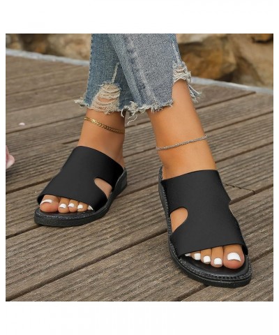 Breathable Open Toe Sandals for Women Dressy 2023 New Summer Korean Fish Mouth Slippers External Wear Slippers (Black, 8) Bla...