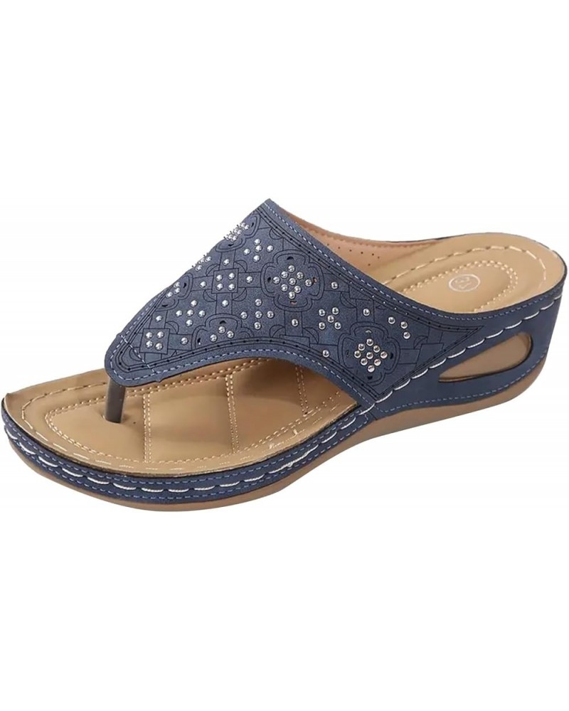 Sandals Women Dressy Summer, Orthopedic Sandals for Women Breathable Summer Beach Sandals Flip Flops Slippers X03-blue $12.71...