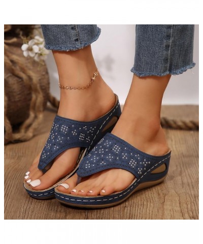 Sandals Women Dressy Summer, Orthopedic Sandals for Women Breathable Summer Beach Sandals Flip Flops Slippers X03-blue $12.71...