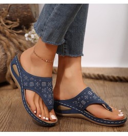 Sandals Women Dressy Summer, Orthopedic Sandals for Women Breathable Summer Beach Sandals Flip Flops Slippers X03-blue $12.71...