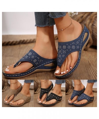 Sandals Women Dressy Summer, Orthopedic Sandals for Women Breathable Summer Beach Sandals Flip Flops Slippers X03-blue $12.71...