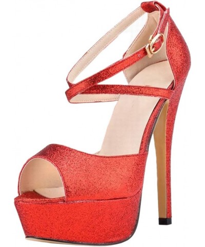 Women Fashion Sandals Stiletto High Heels 2red $26.92 Pumps