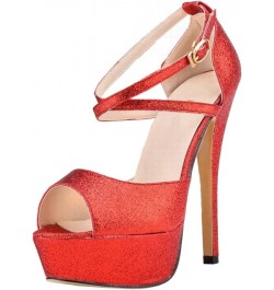 Women Fashion Sandals Stiletto High Heels 2red $26.92 Pumps