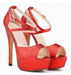 Women Fashion Sandals Stiletto High Heels 2red $26.92 Pumps