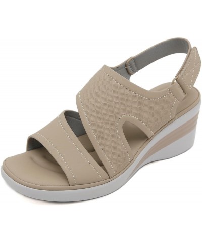 Slide Sandals for Women Slip On Dressy Arch Support Walking Sandals Lightweight Platform Shoes, Black 75-nrny-beige-j $17.81 ...