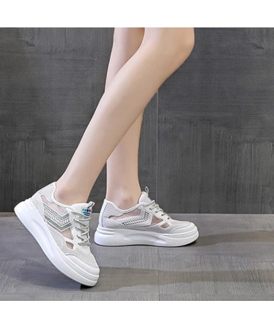 Women Wedges Comfort Sneakers Trend Non Skid Invisible Increasing Heel Running Tennis Hiking Platform Shoes Green $28.32 Athl...