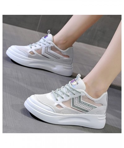 Women Wedges Comfort Sneakers Trend Non Skid Invisible Increasing Heel Running Tennis Hiking Platform Shoes Green $28.32 Athl...