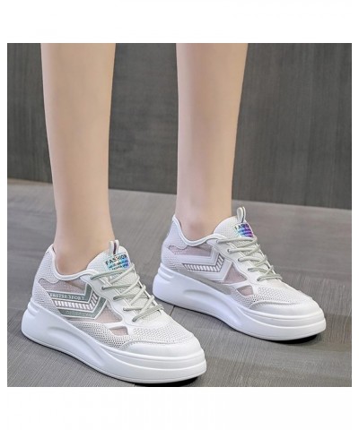 Women Wedges Comfort Sneakers Trend Non Skid Invisible Increasing Heel Running Tennis Hiking Platform Shoes Green $28.32 Athl...