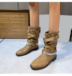 Steel Toe Ankle Boots for Women Leather Ancients Short Booties Shoes Women's Fahsion Boots Retro Non Slip C4-brown $19.81 Out...