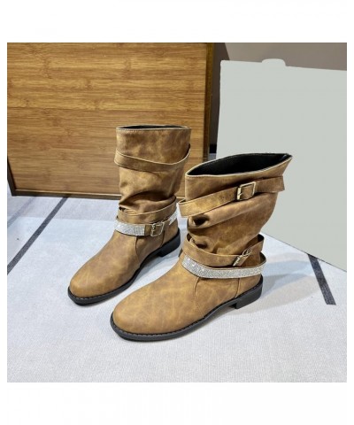 Steel Toe Ankle Boots for Women Leather Ancients Short Booties Shoes Women's Fahsion Boots Retro Non Slip C4-brown $19.81 Out...