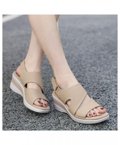 Slide Sandals for Women Slip On Dressy Arch Support Walking Sandals Lightweight Platform Shoes, Black 75-nrny-beige-j $17.81 ...