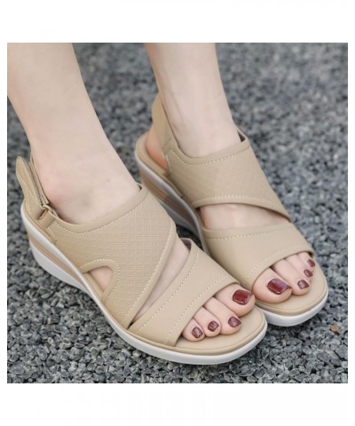 Slide Sandals for Women Slip On Dressy Arch Support Walking Sandals Lightweight Platform Shoes, Black 75-nrny-beige-j $17.81 ...