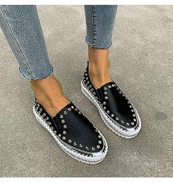 Womens Slip on Studded Pumps Loafers Plimsolls Casual Flat Sneakers Shoes 6.5 Black $17.10 Loafers & Slip-Ons