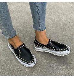 Womens Slip on Studded Pumps Loafers Plimsolls Casual Flat Sneakers Shoes 6.5 Black $17.10 Loafers & Slip-Ons