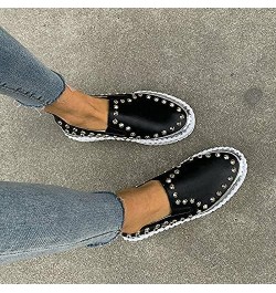 Womens Slip on Studded Pumps Loafers Plimsolls Casual Flat Sneakers Shoes 6.5 Black $17.10 Loafers & Slip-Ons