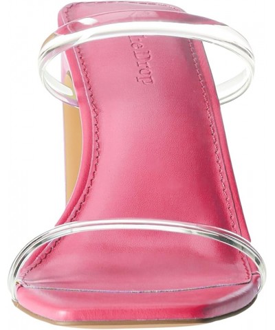 Women's Avery Square Toe Two Strap High Heeled Sandal Pink/Clear $26.36 Sandals