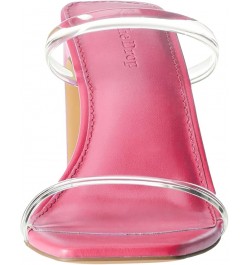 Women's Avery Square Toe Two Strap High Heeled Sandal Pink/Clear $26.36 Sandals