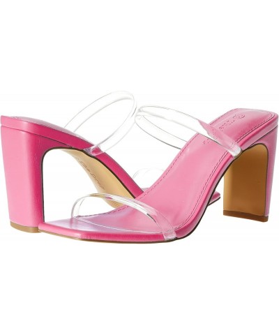 Women's Avery Square Toe Two Strap High Heeled Sandal Pink/Clear $26.36 Sandals