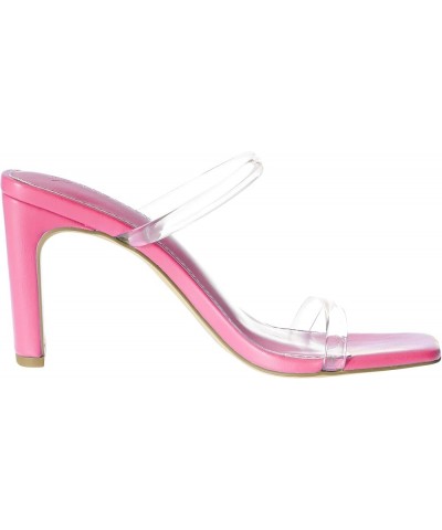 Women's Avery Square Toe Two Strap High Heeled Sandal Pink/Clear $26.36 Sandals