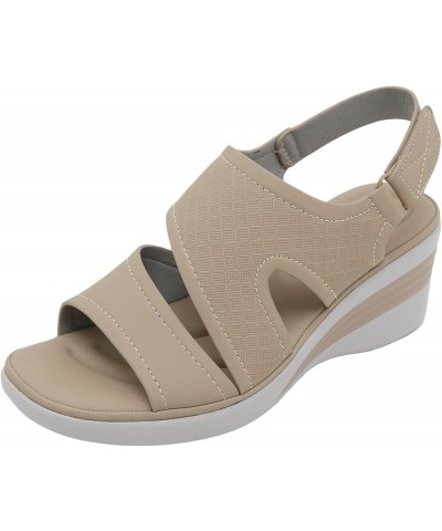 Slide Sandals for Women Slip On Dressy Arch Support Walking Sandals Lightweight Platform Shoes, Black 75-nrny-beige-j $17.81 ...