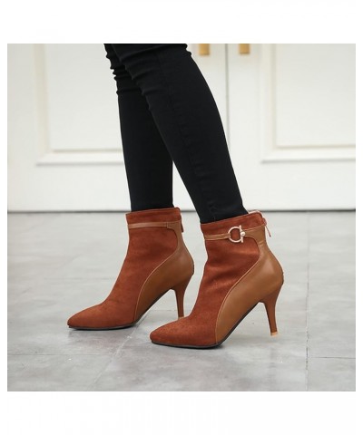 Women Pointed Toe Winter Dress Stiletto Heels Ankle Boots Zip Yellow $24.17 Boots